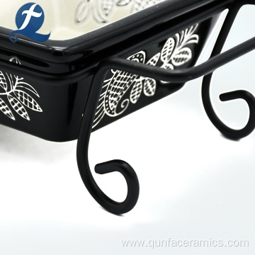 Black Customized Lace Separating Ceramic Plate